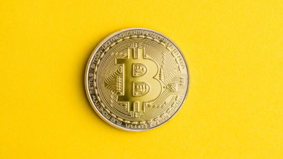 Golden bitcoins . Cryptocurrency .